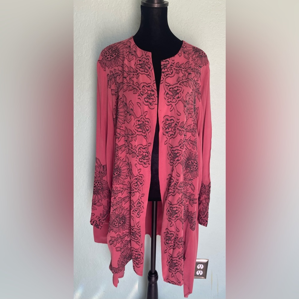 Floral Embroidered Coral Cardigan